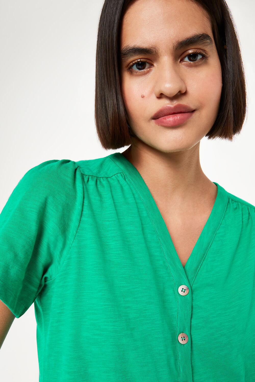 Maeve V-Neck Button Front Tee
