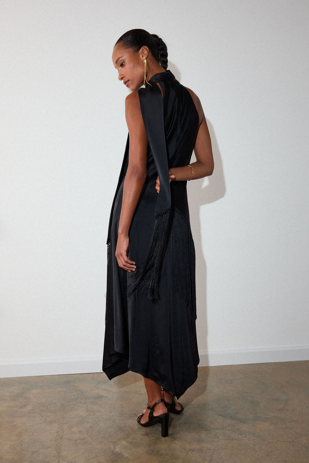 Fringed Scarf Detail Dress