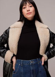 Maya Leather Belted Coat