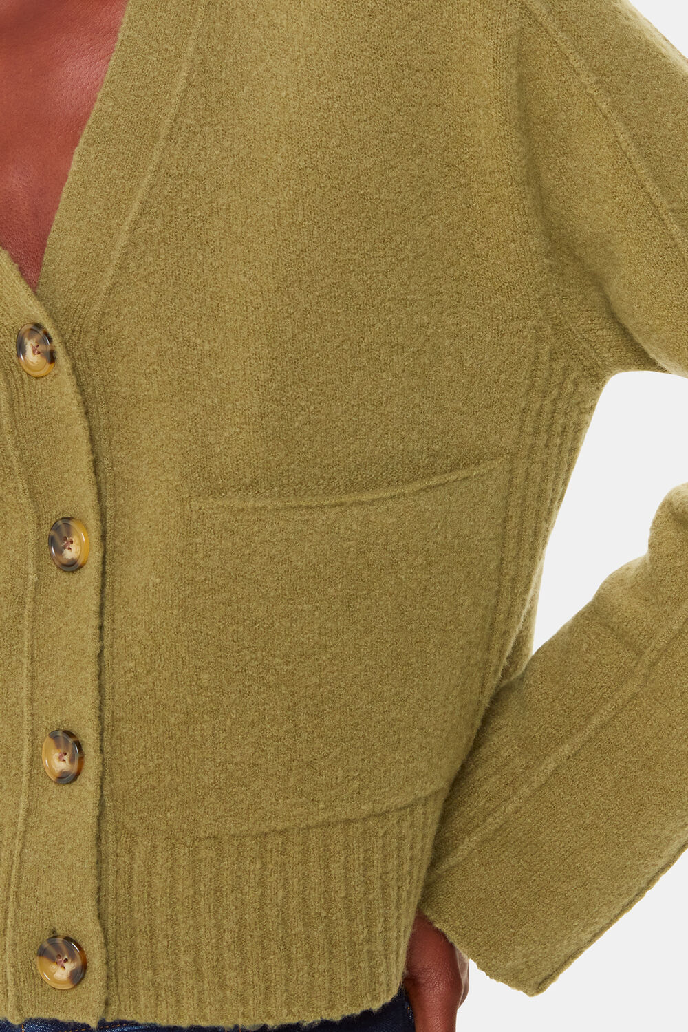 Sage Green Wool Mix Pocket Cardigan
