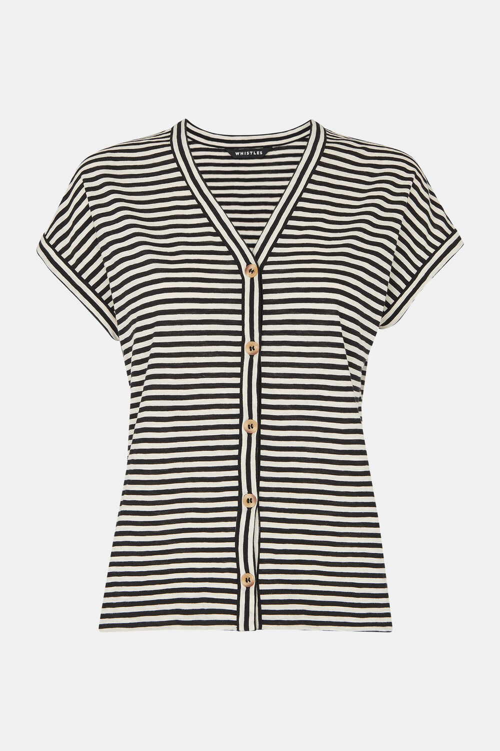 Black Jilly Stripe Button Top