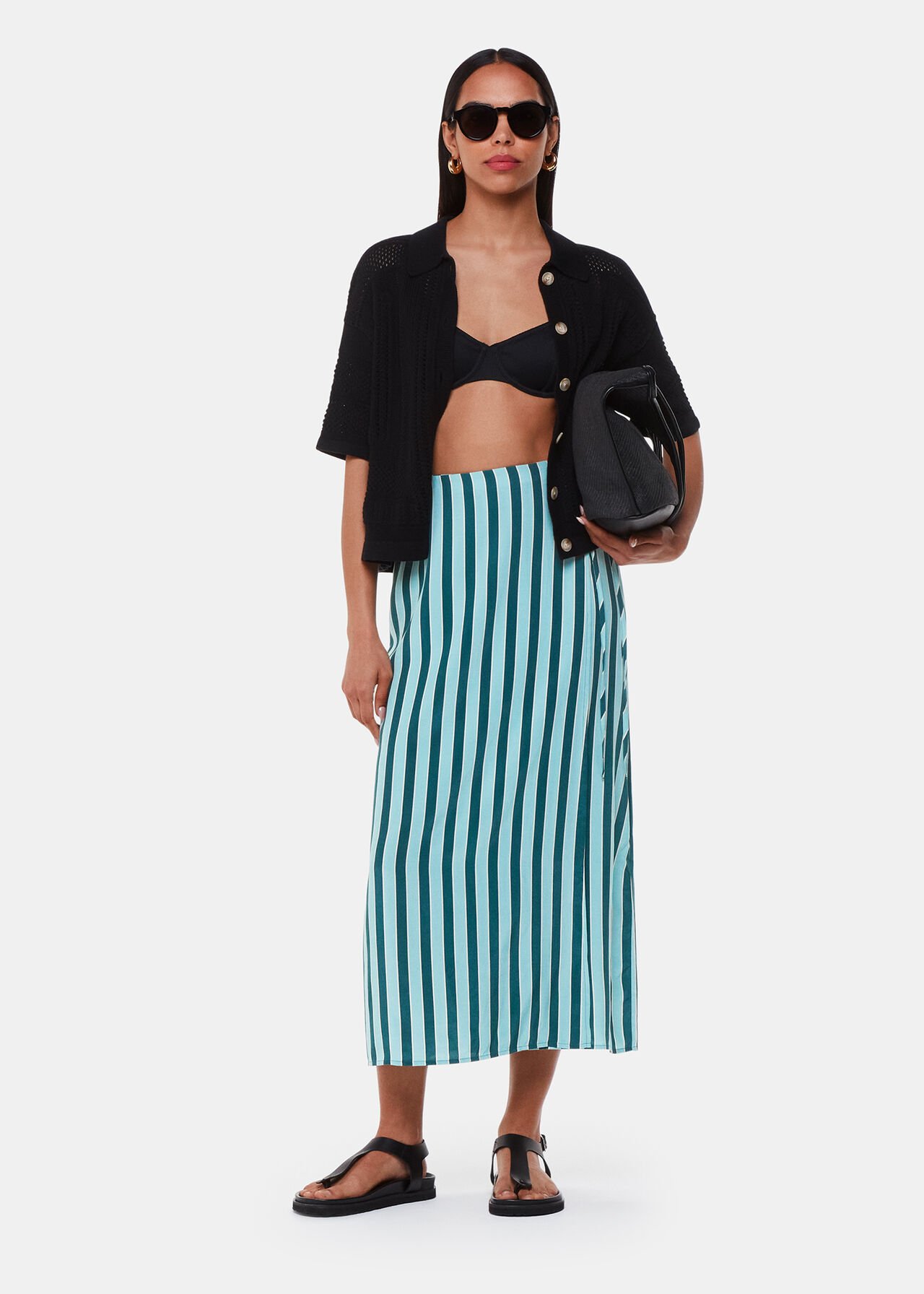 Emily Tonal Stripe Midi Skirt