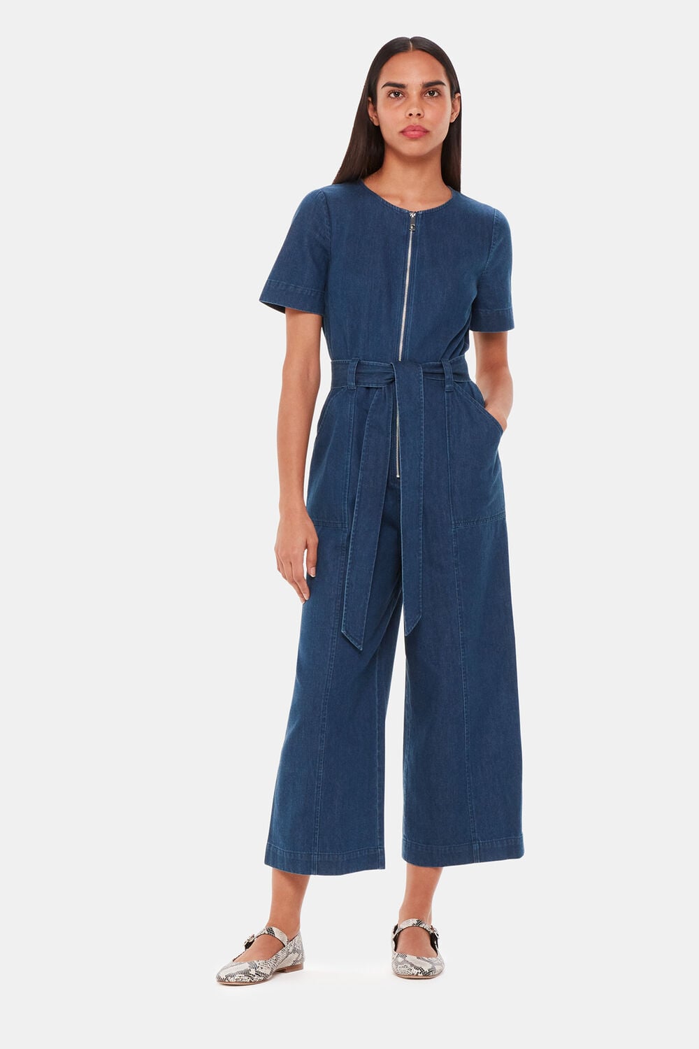 Short Sleeve Denim Jumpsuit