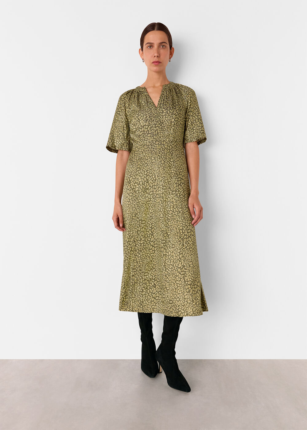 Leopard Viscose Midi Dress