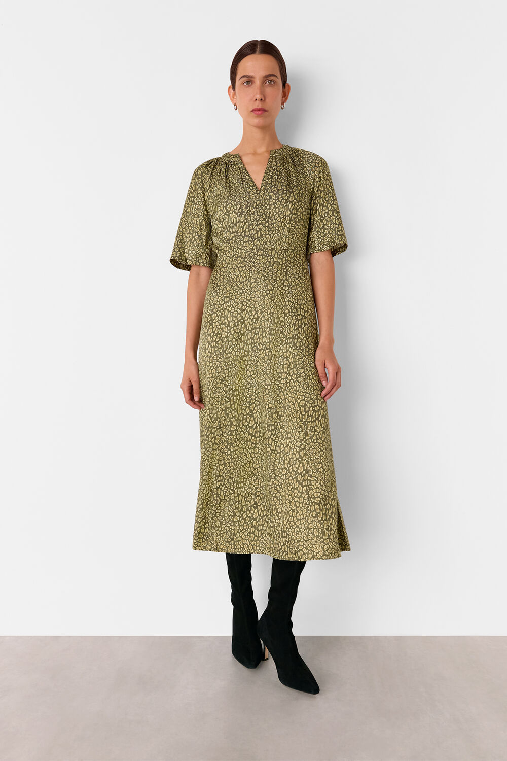 Leopard Viscose Midi Dress