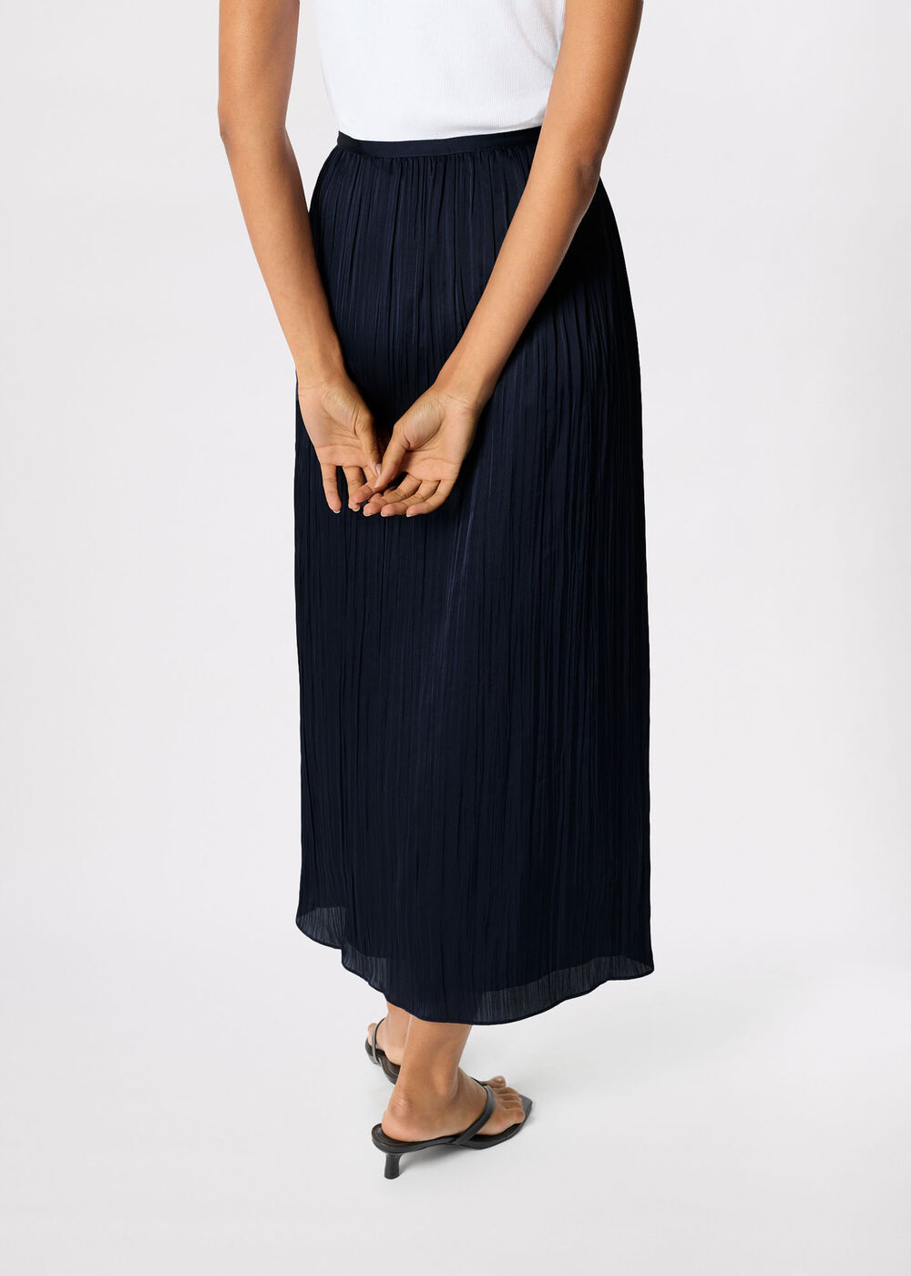 Plisse Column Midi Skirt