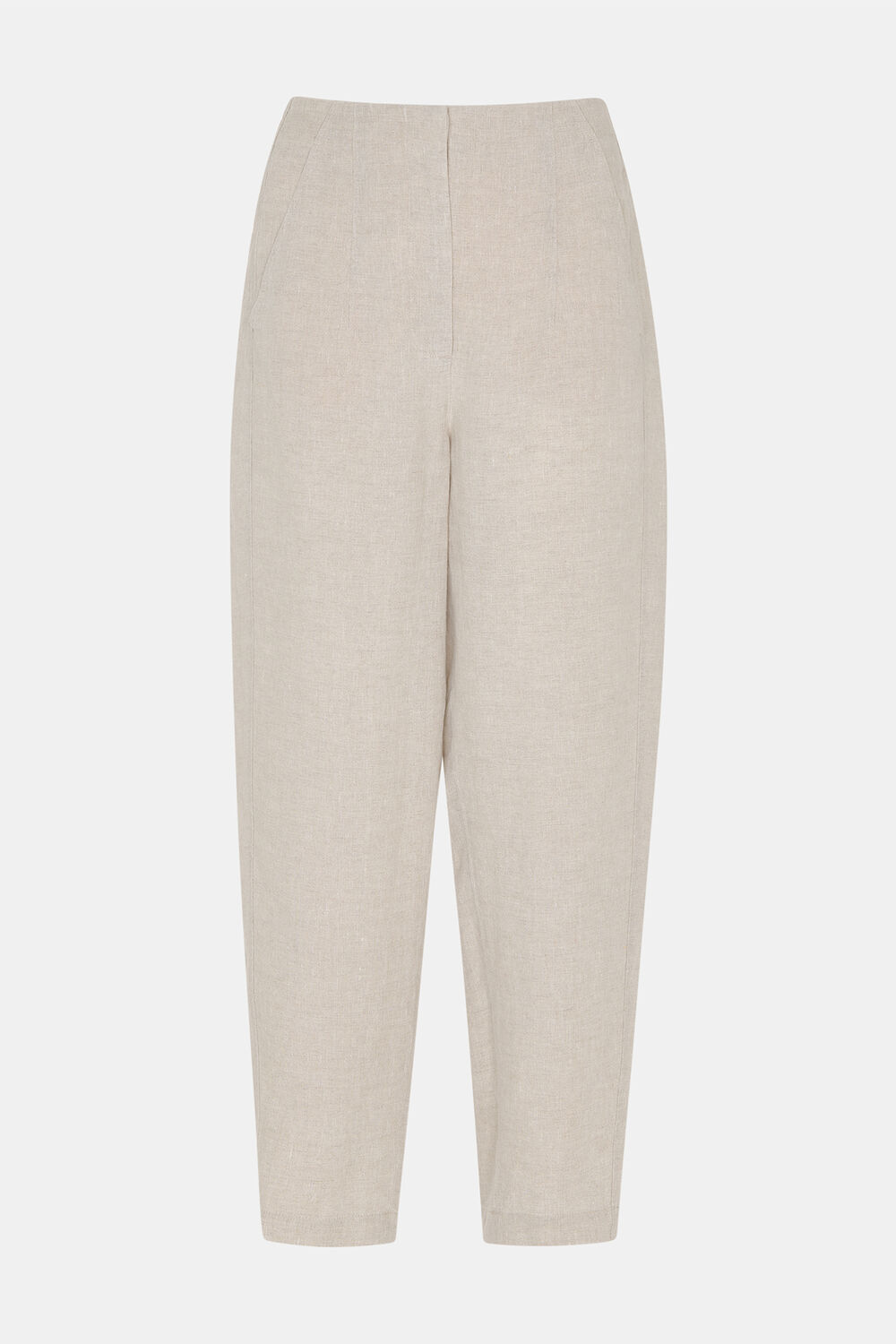 Oatmeal Petite Linen Barrel Trouser