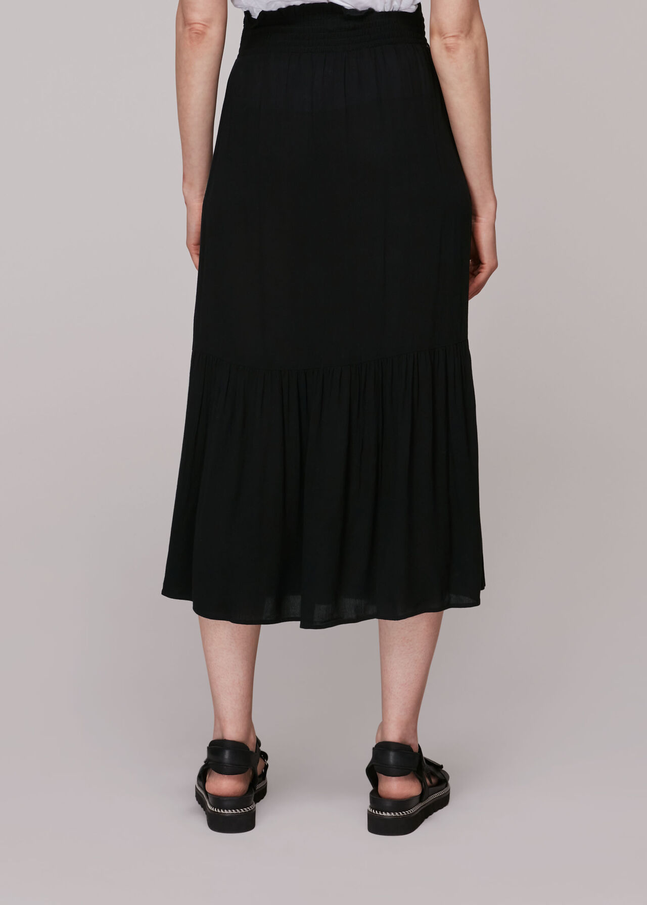 Smocked Waist Skirt Black