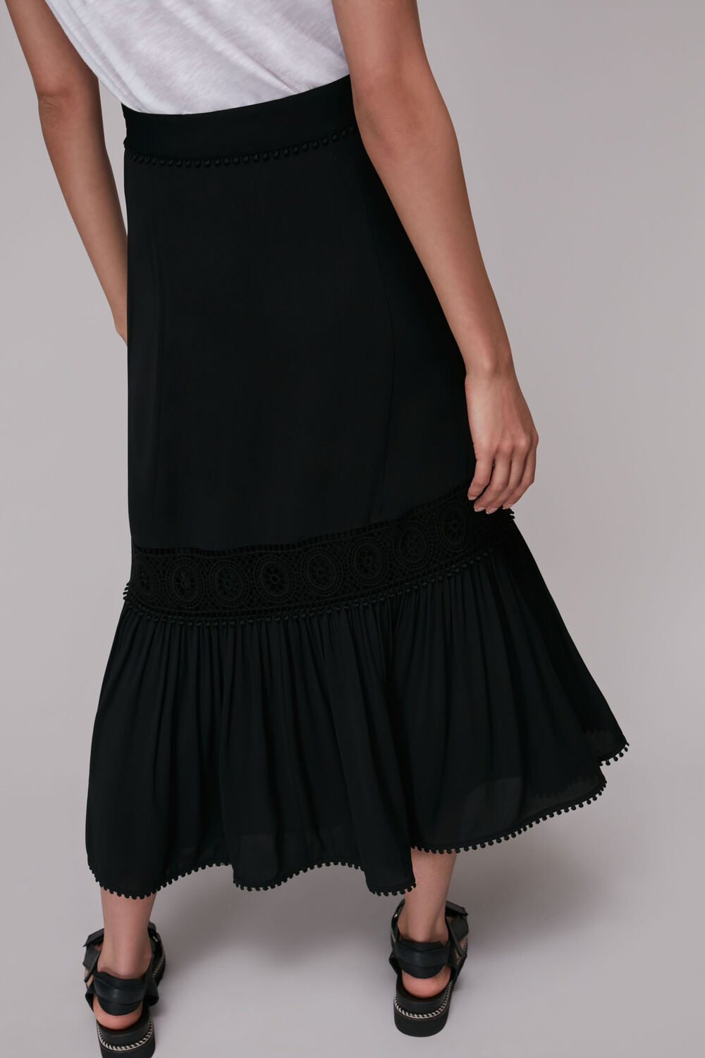 Ada Crochet Detail Skirt Black