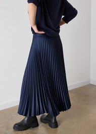 Satin Pleated Midi Skirt