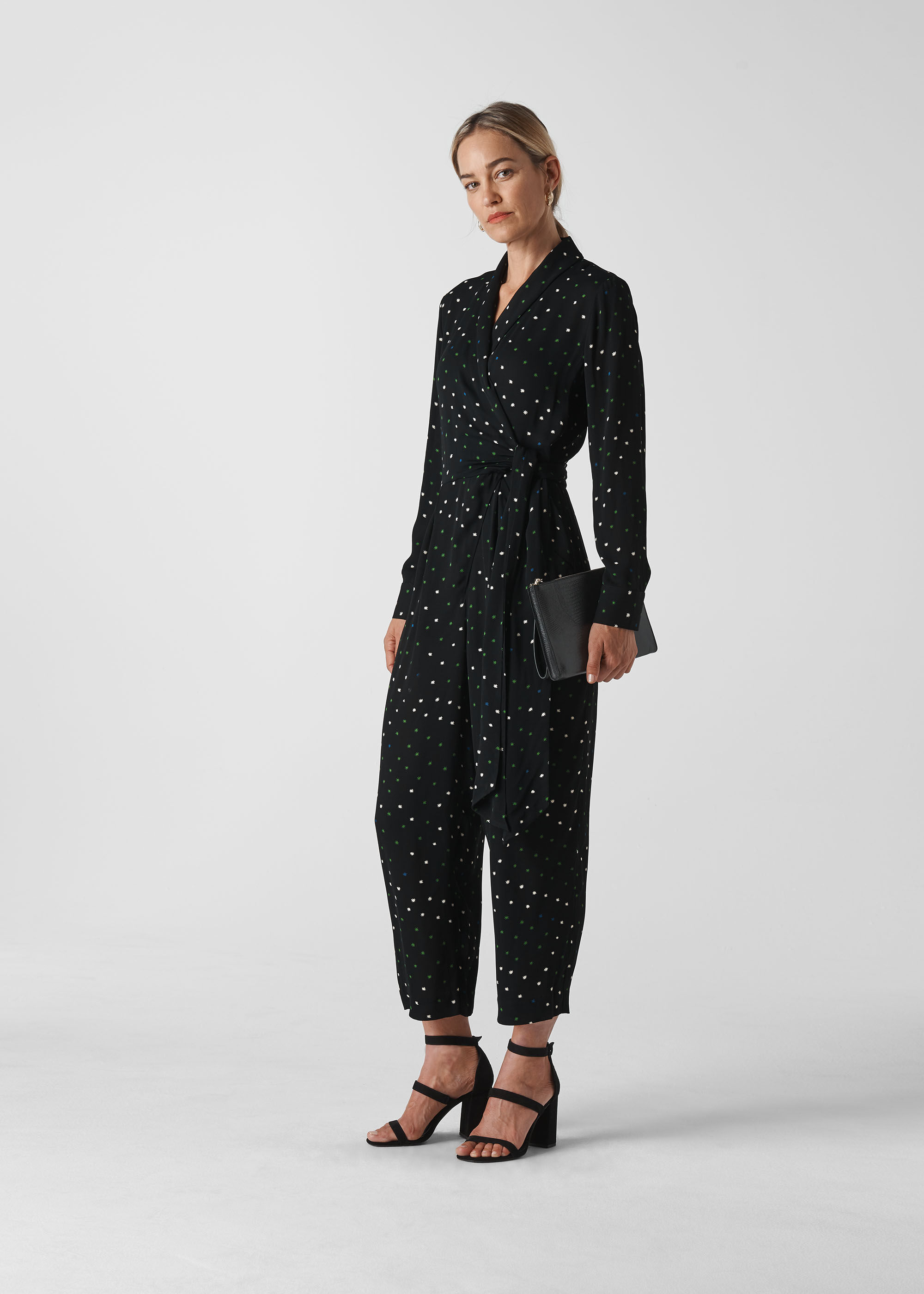 Black Multi Star Print Jumpsuit WHISTLES Whistles US