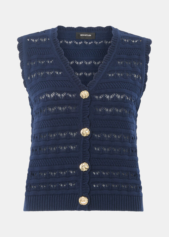 Navy Pointelle Detail Tank