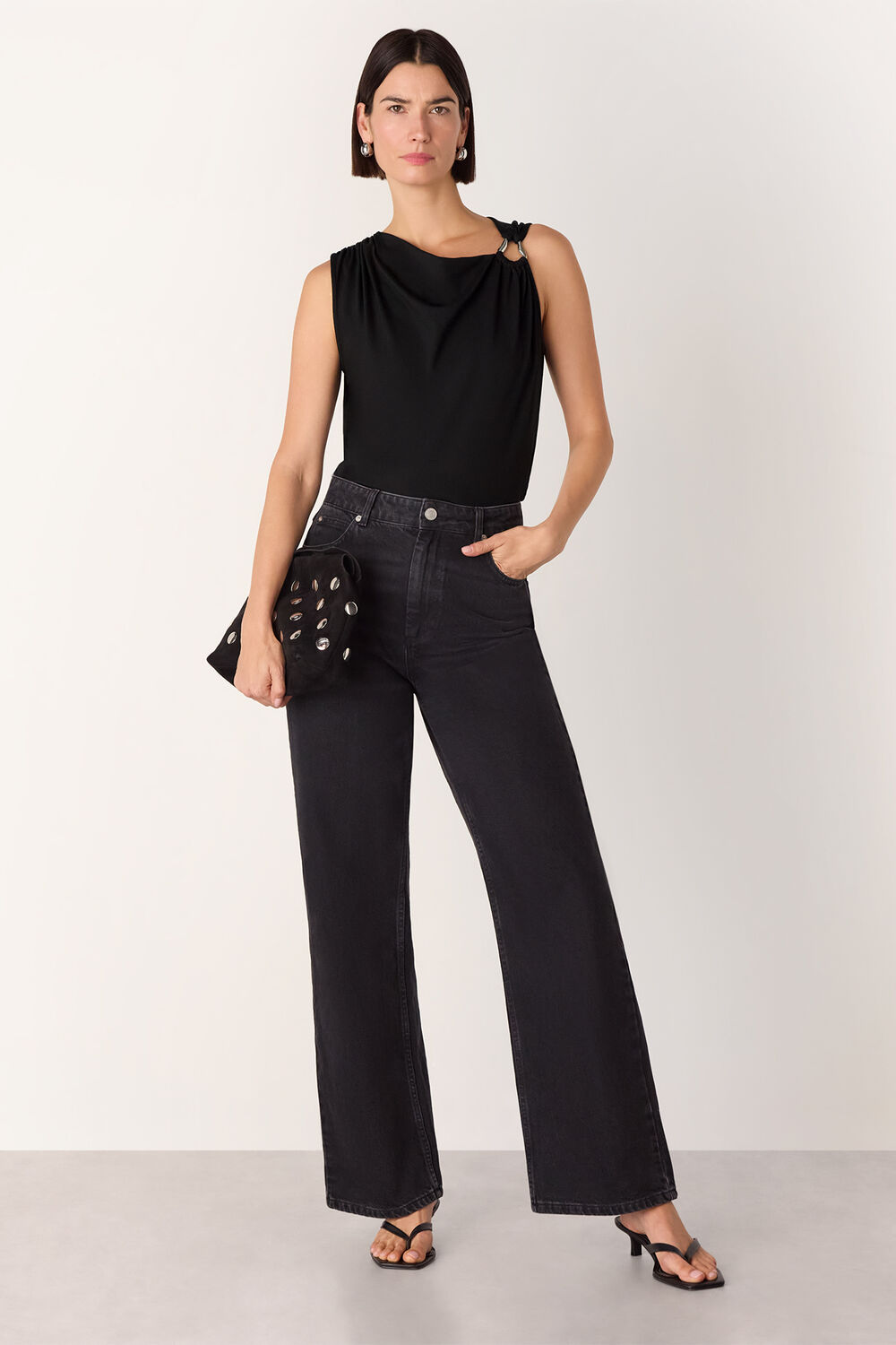 Black Ring Detail Sleeveless Top