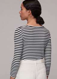 Boat Neck Ribbed Stripe Top