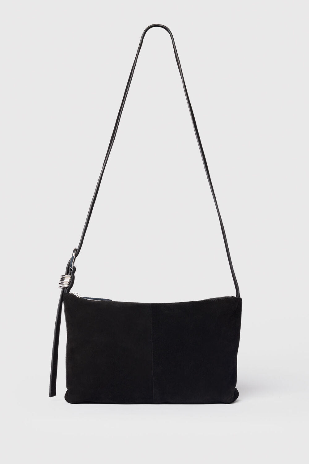 Black Ring Detail Suede Bag