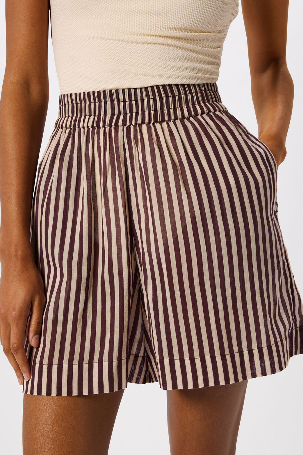 Burgundy Stripe Beach Shorts