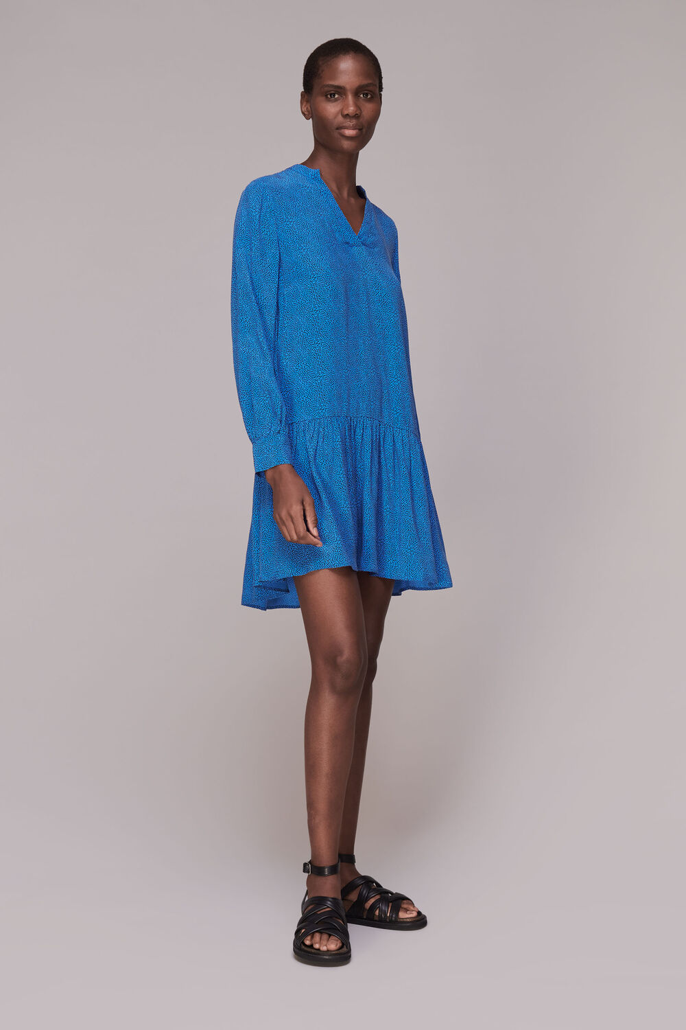 Animal Fleck Smocked Dress