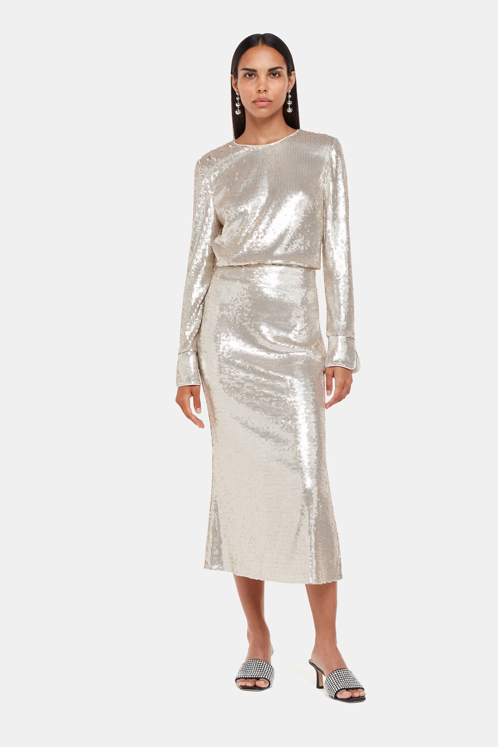 Silver Sequin Minimal Tunic Top