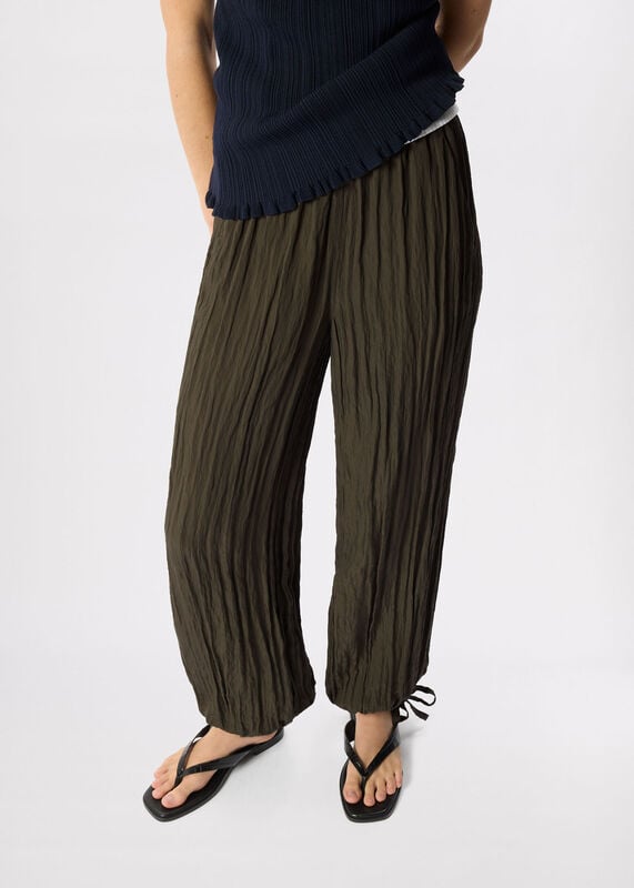 Khaki Balloon Tie Hem Trousers