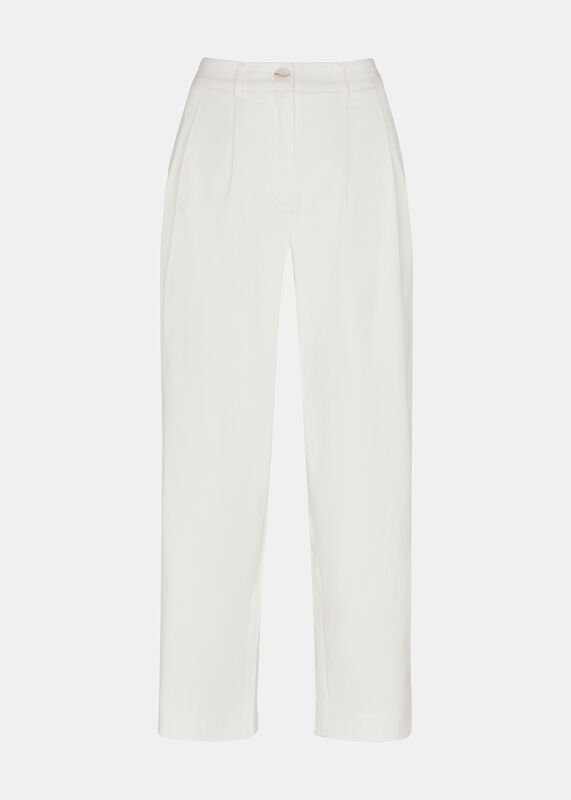 White Bethany Barrel Leg Pants 