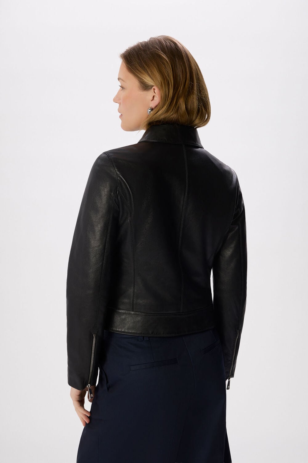 Black Clean Zip Leather Jacket