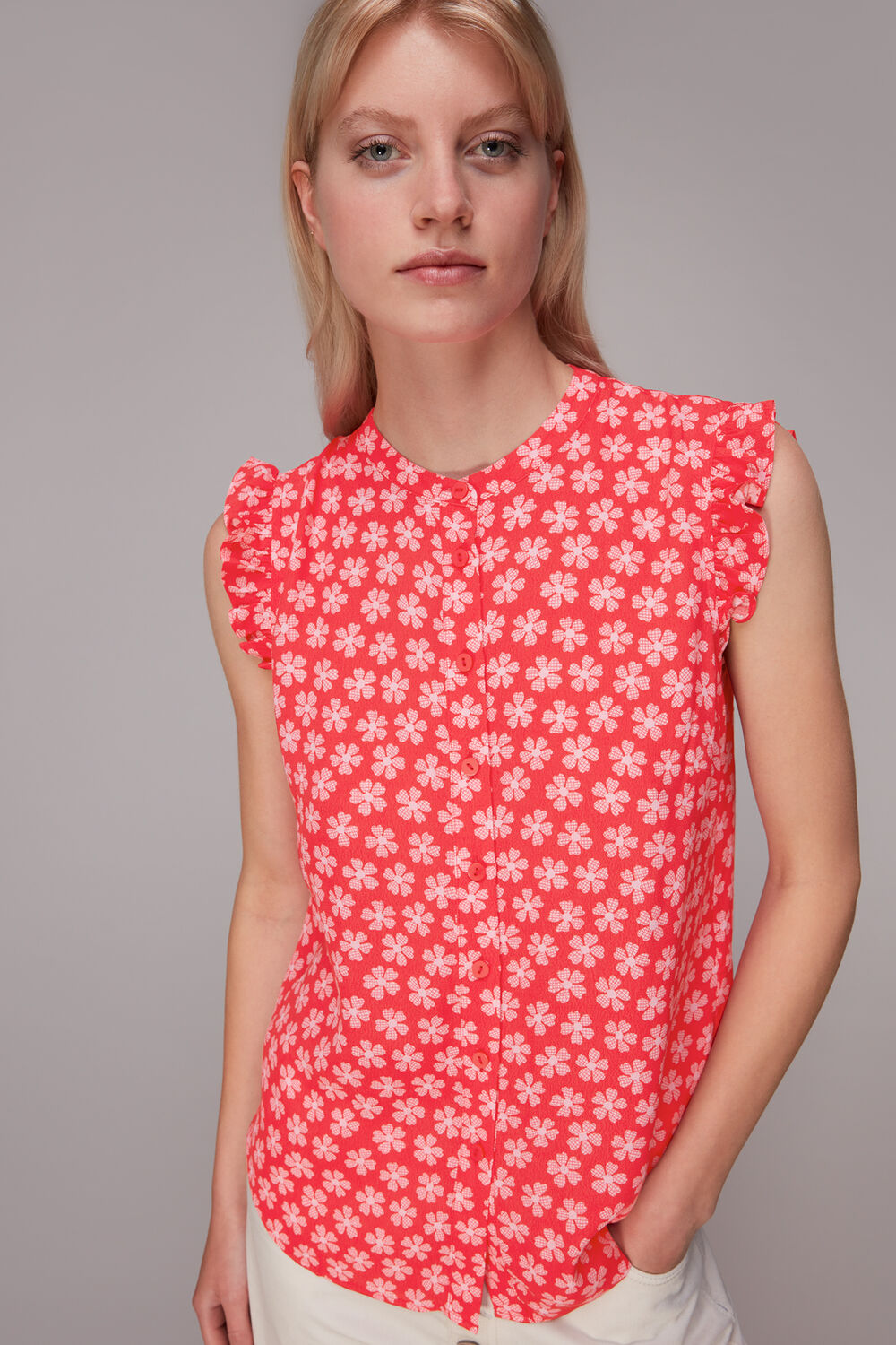 Daisy Check Frill Blouse
