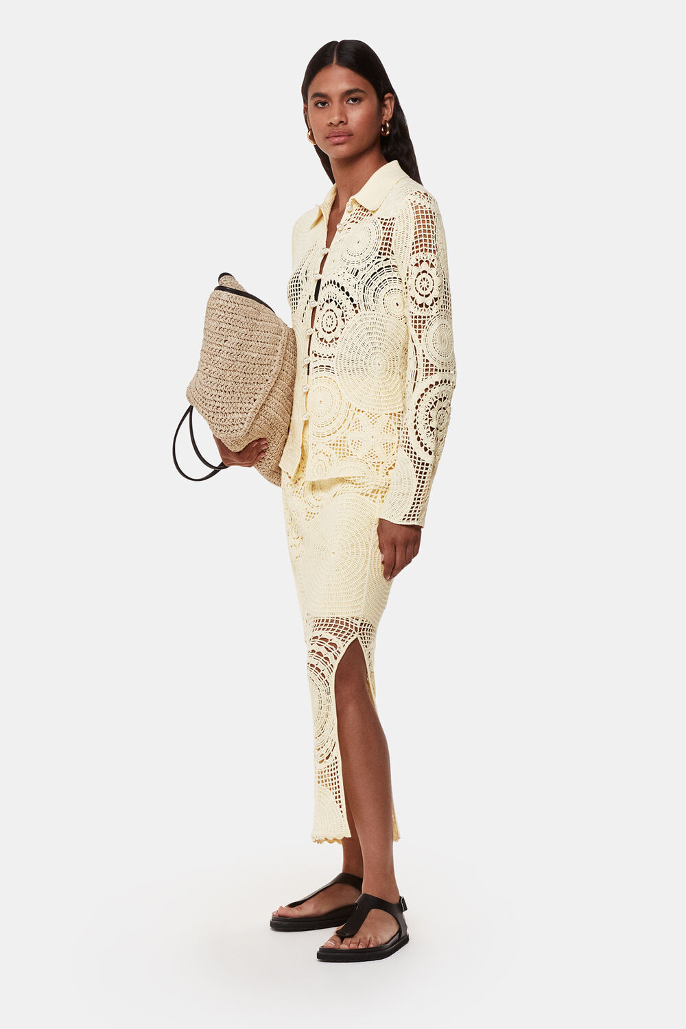 Yellow Crochet Circle Skirt