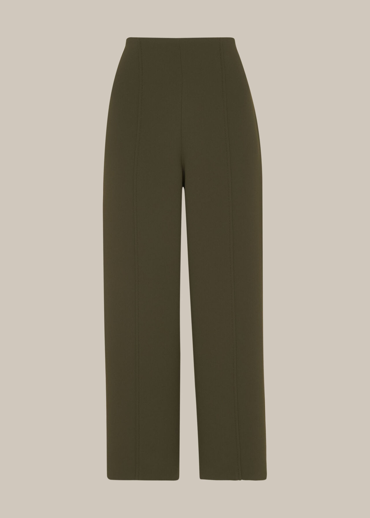 Flat Front Crop Trouser Khaki