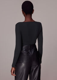 Ribbed Asymmetric V-Neck Top