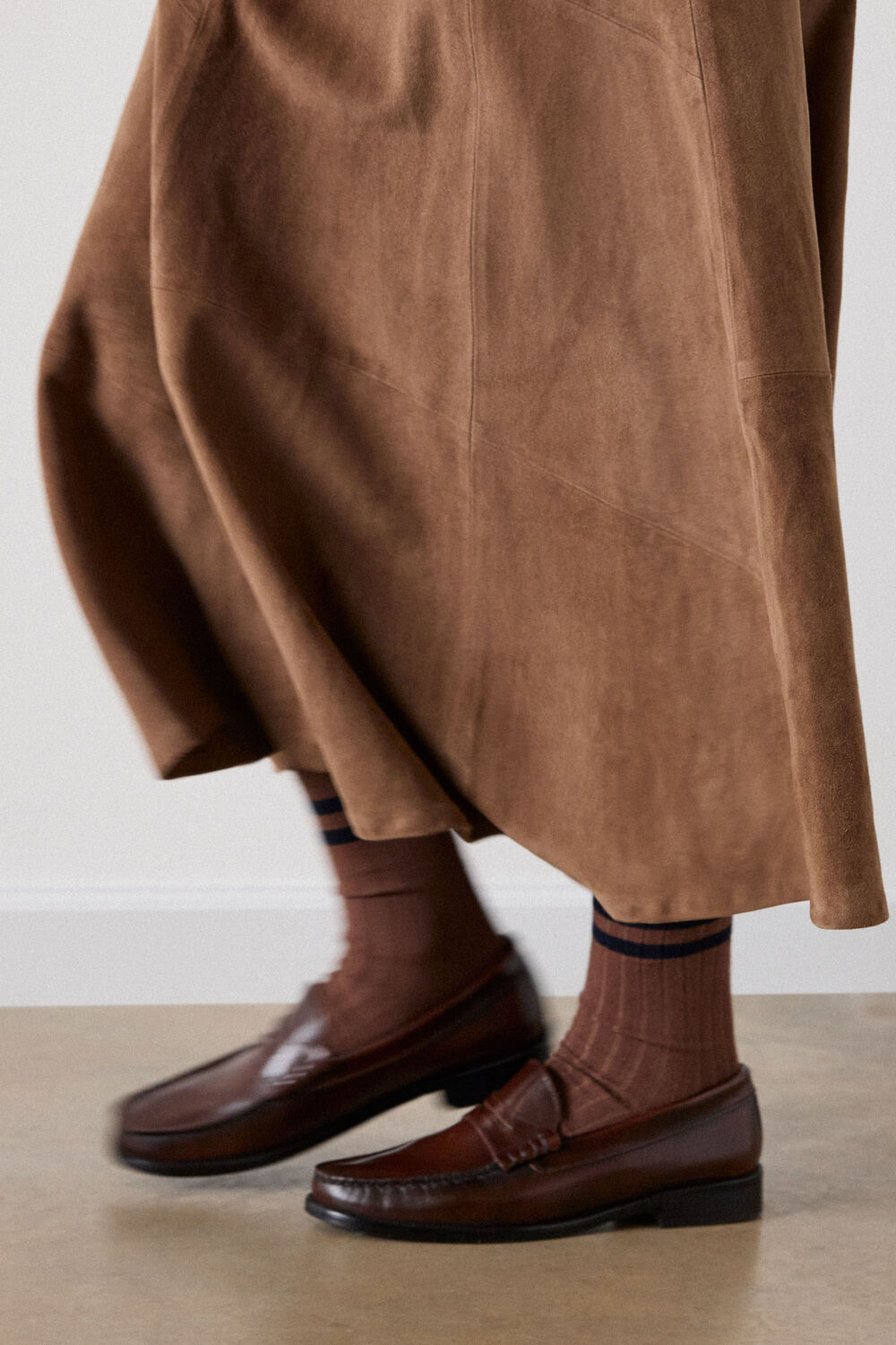 Brown Striped Ribbed Socks