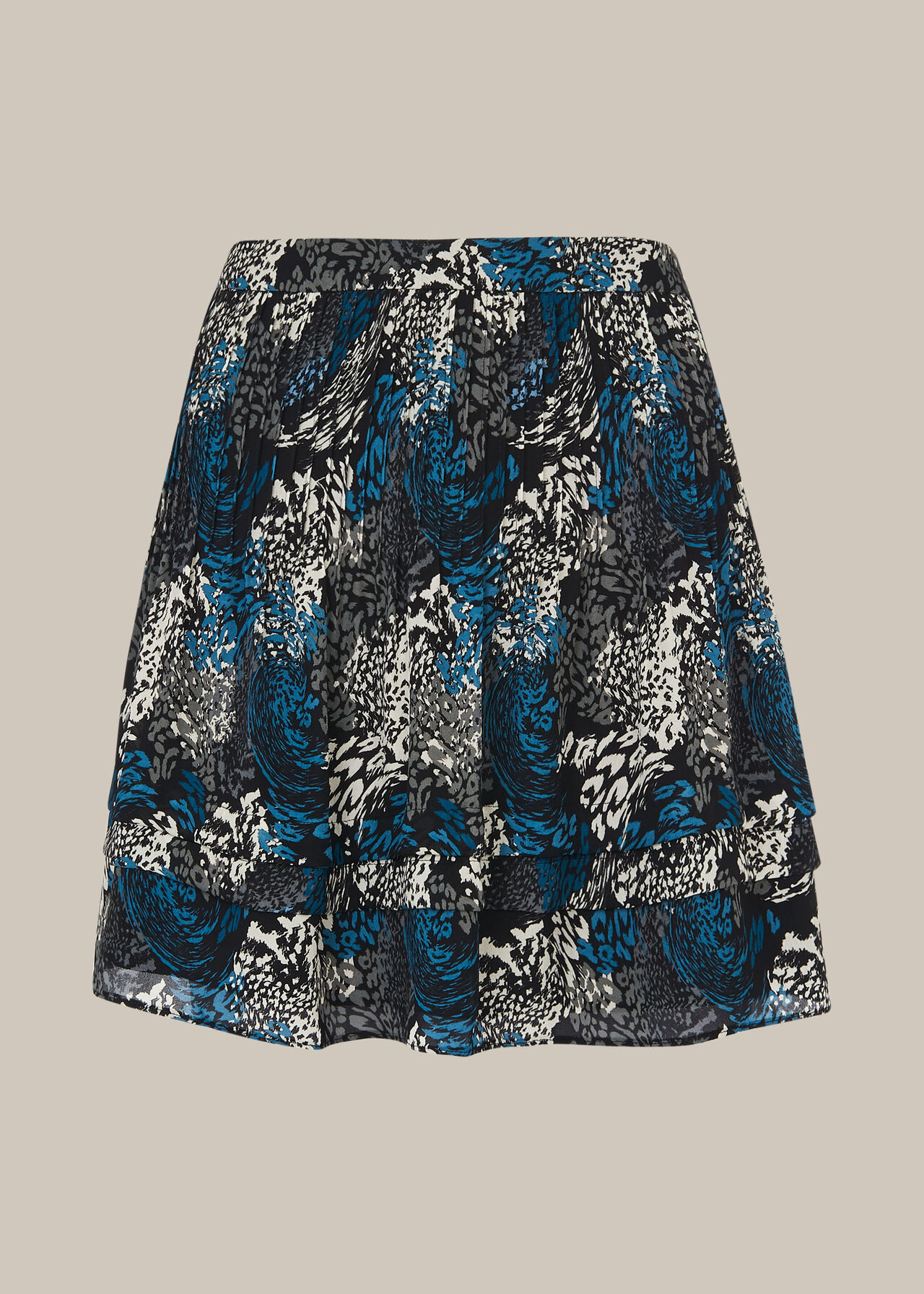 Marble Animal Print Silk Skirt