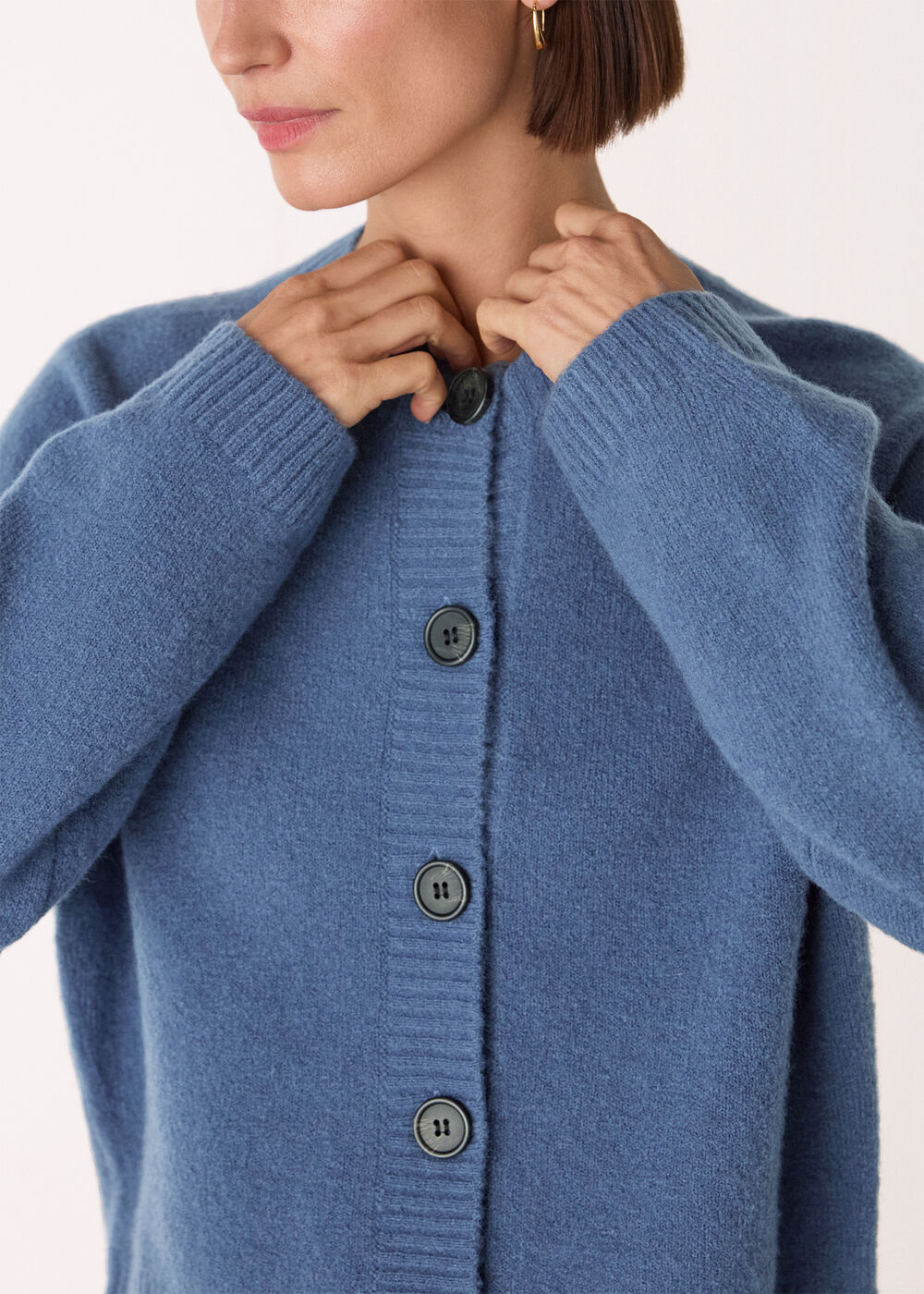 Wool Mix Crew Cardigan
