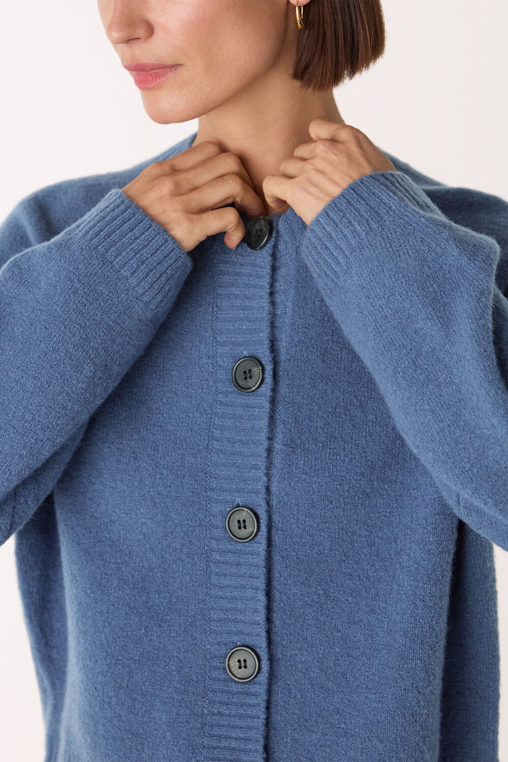 Wool Mix Crew Cardigan