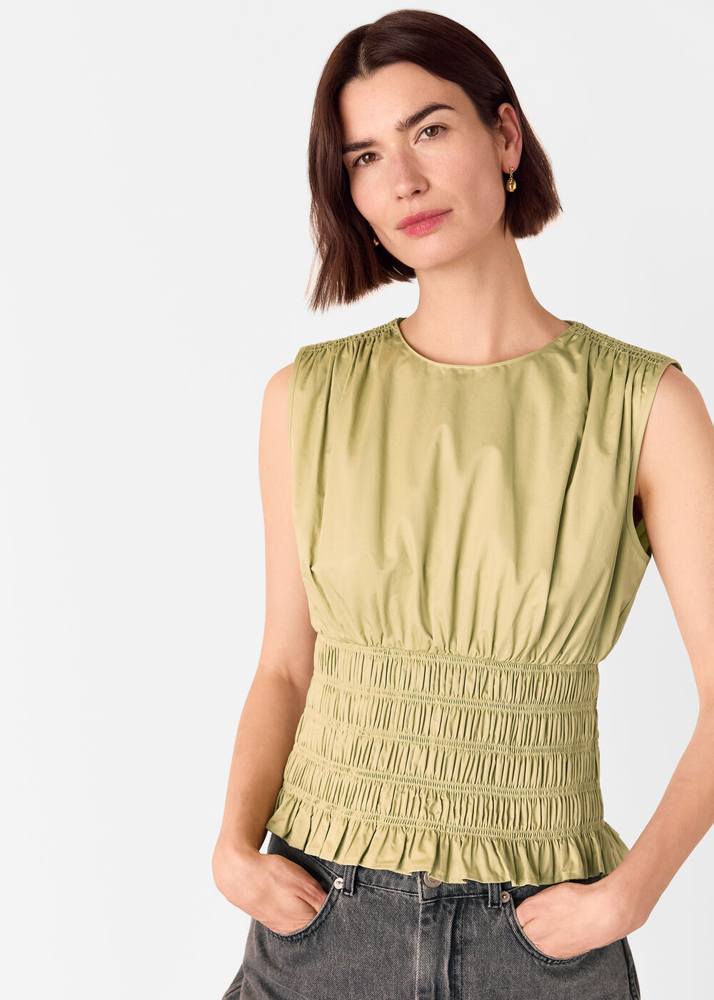 Cotton Shirred Tank