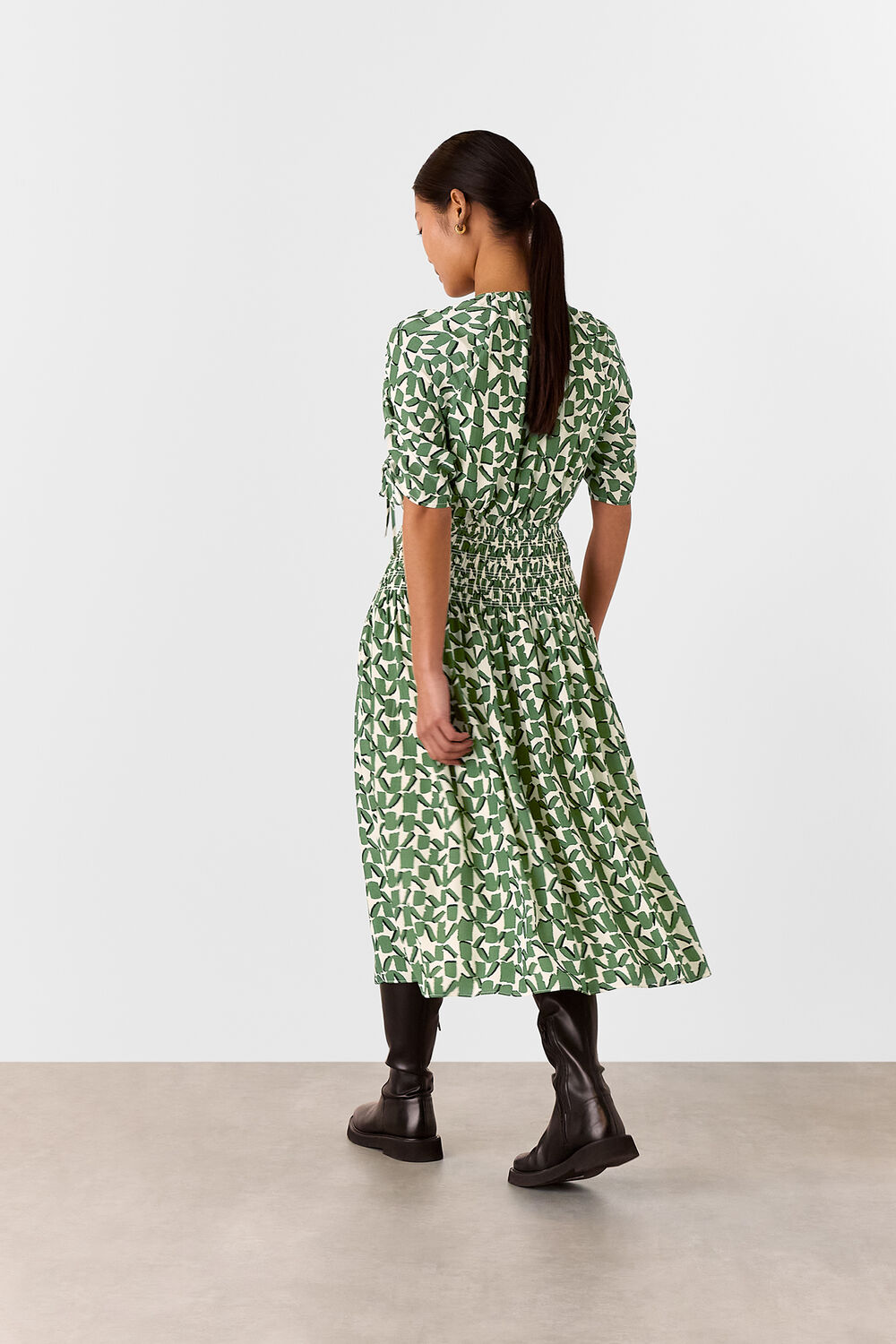 Petite Abstract Squares Midi Dress