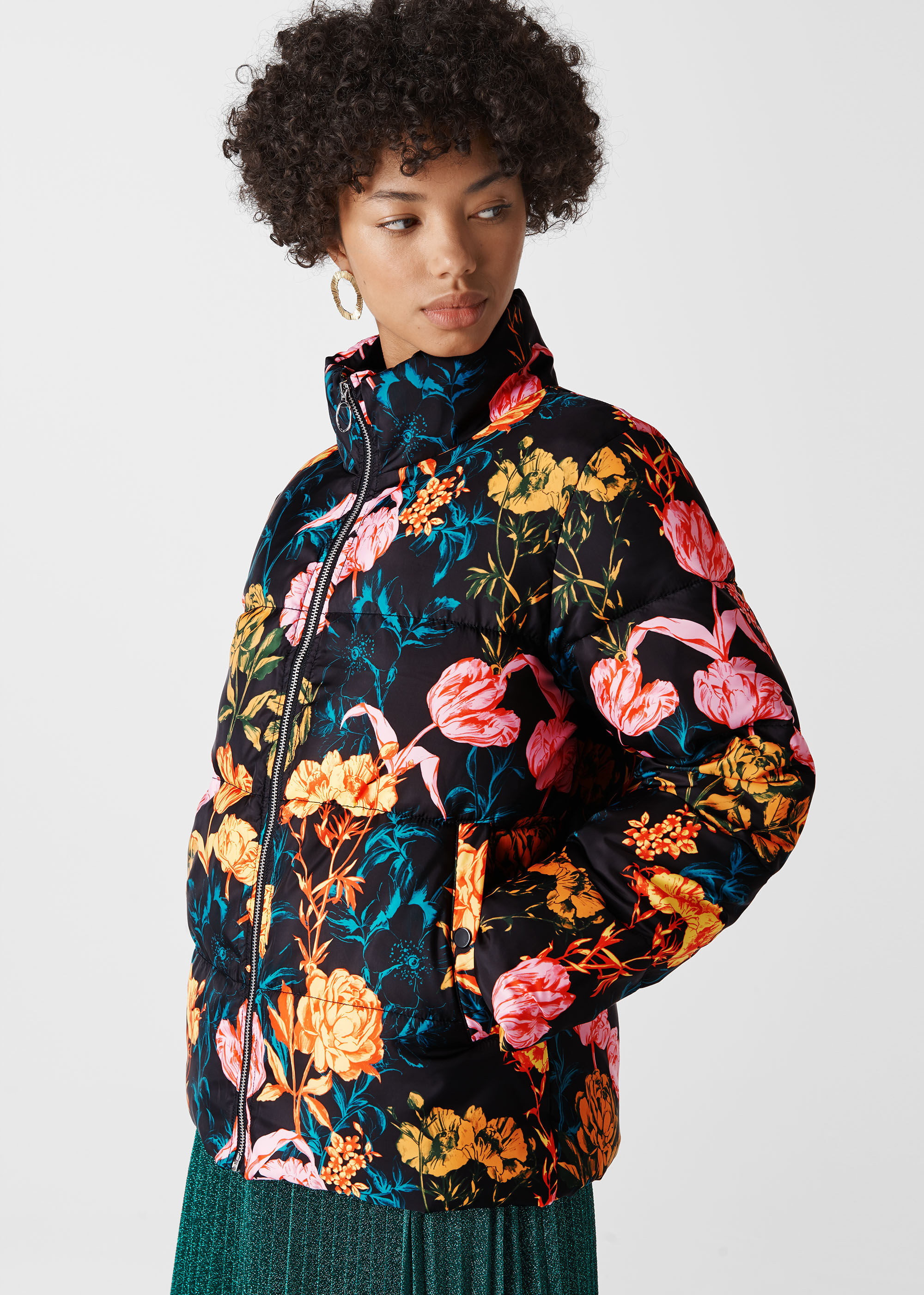 Multicolour Floral Printed Puffer WHISTLES