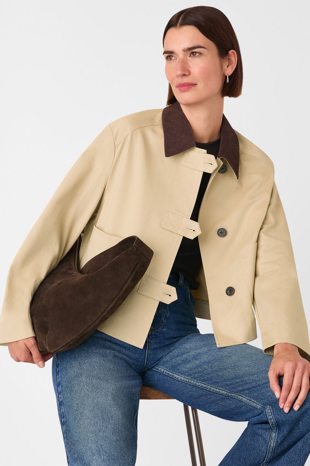 Neutral Corduroy Collar Jacket