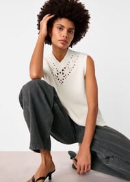 Floral Crochet V Neck Tank