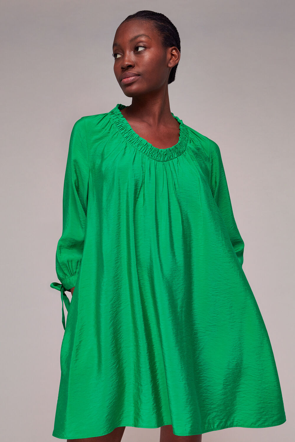 Lydia Gathered Trapeze Dress