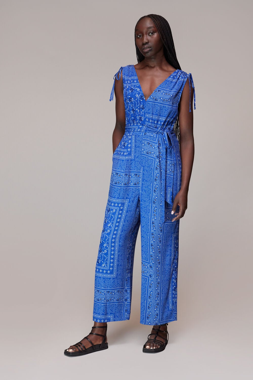 Blue Bandana Print Jumpsuit