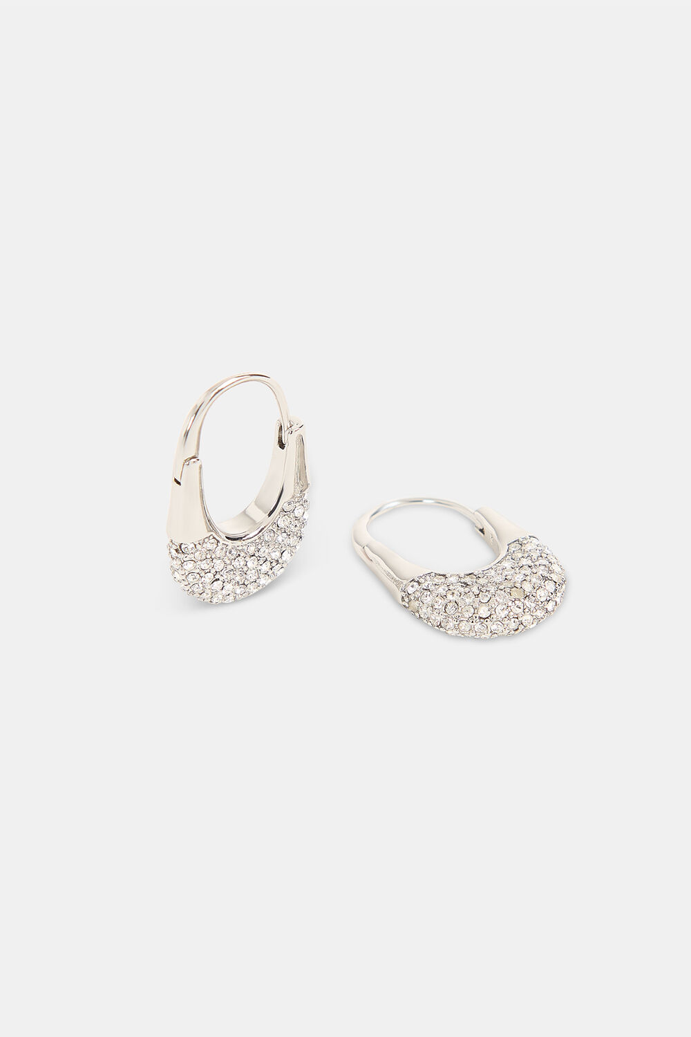 Silver Diamante Oval Hoop Earring