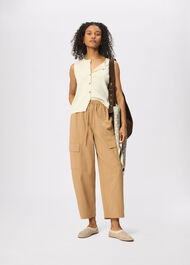 Petite Utility Cotton Barrel Trouser