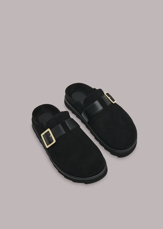 Black Zola Buckle Mule
