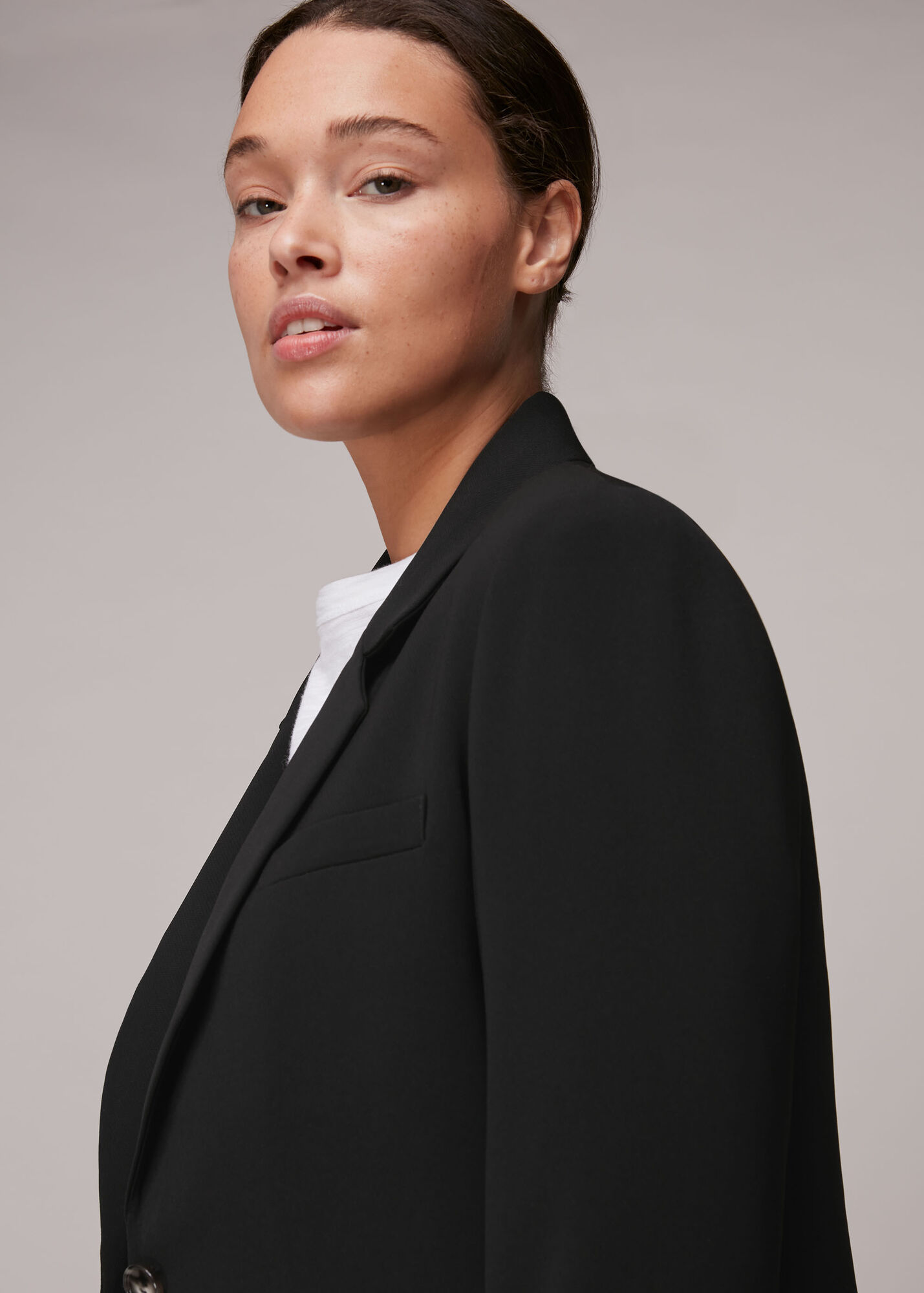 Black Cropped Blazer WHISTLES Whistles UK