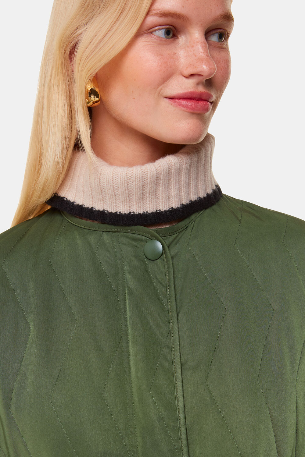 Khaki Esther Quilted Coat