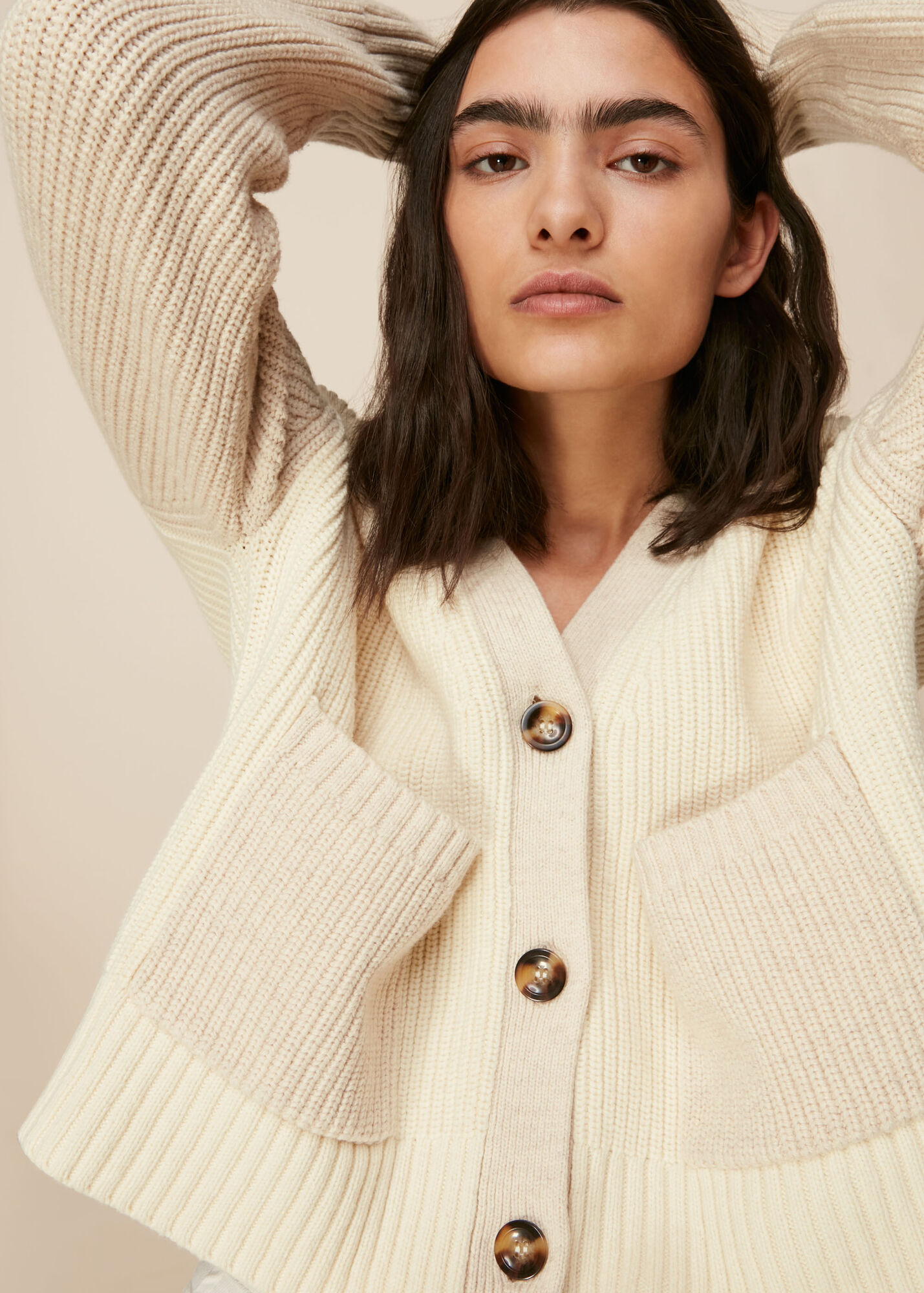 Ivory Colour Block Pocket Cardigan WHISTLES