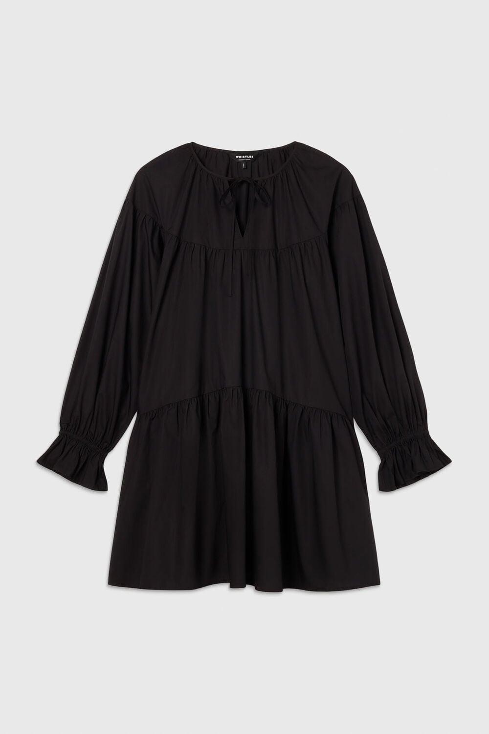 Black Cotton Tiered Mini Dress