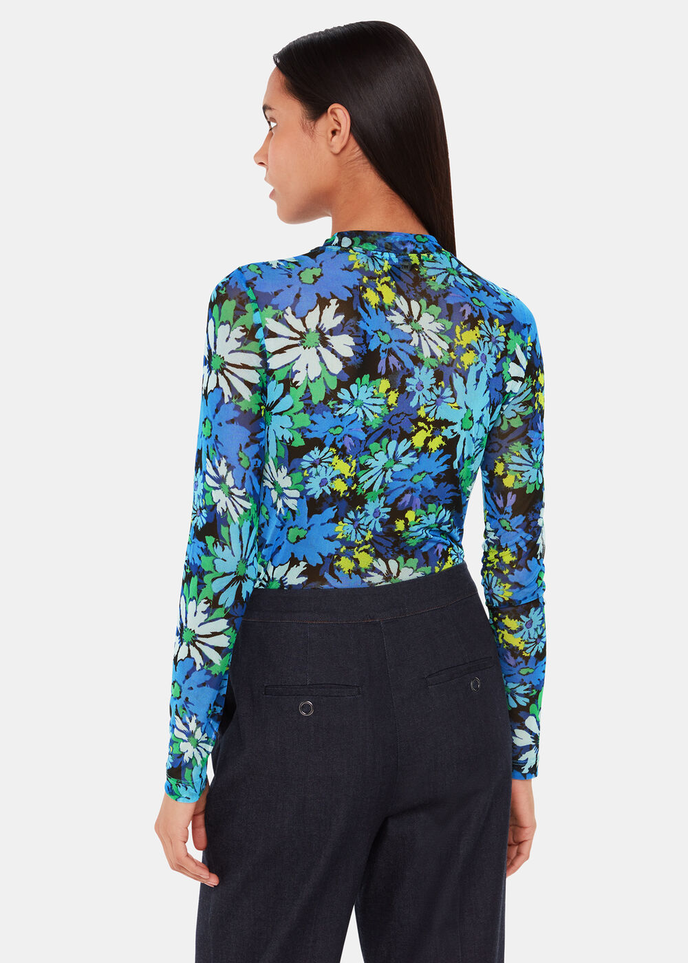 Retro Floral Mesh Top