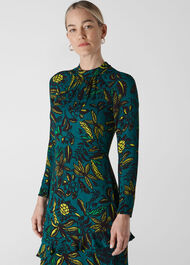Assorted Leaves Dress Green/Multi