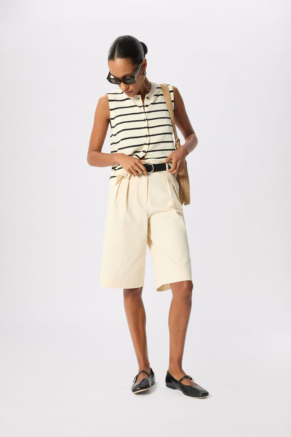 Ivory Stripe Boucle Textured Tank